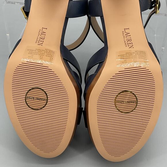 NEW Lauren Ralph Lauren Women’s Soffia Nappa Leather Sandals Navy Size 9.5B - Picture 10 of 10